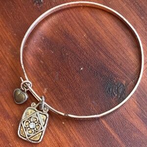 Brighton Live Laugh Love Two-Tone Bangle Bracelet with original Art & Soul Bag